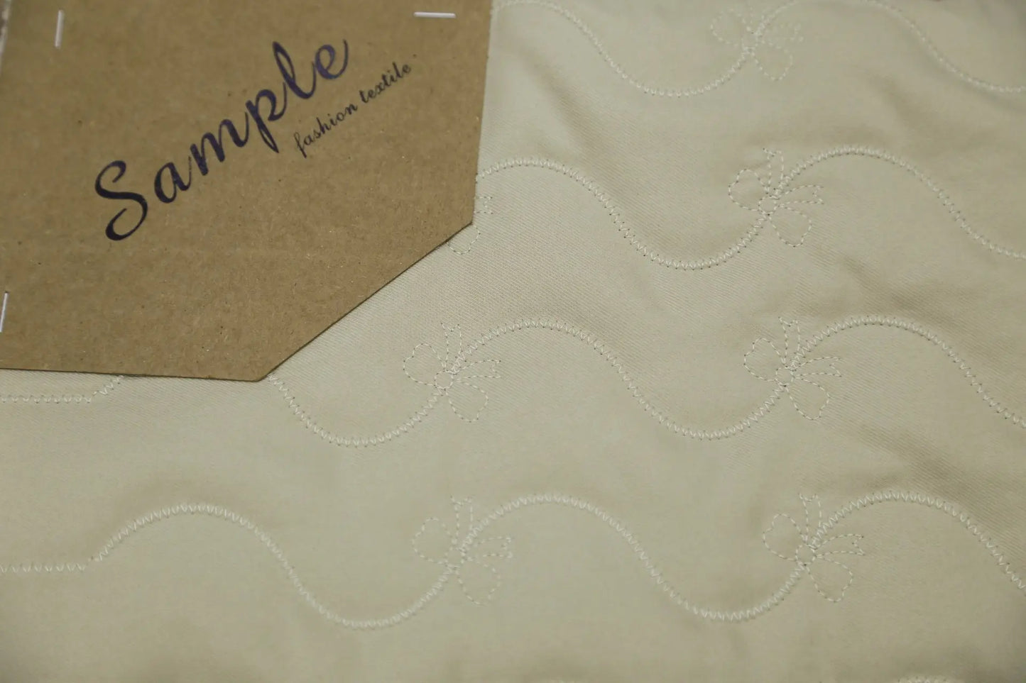 Off-White Quilted Cotton Fabric - 3D Floral Wave Embroidery Textile for Luxury Loungewear & Boho Home Decor - 145cm OEKO-TEX Joomme Fabric