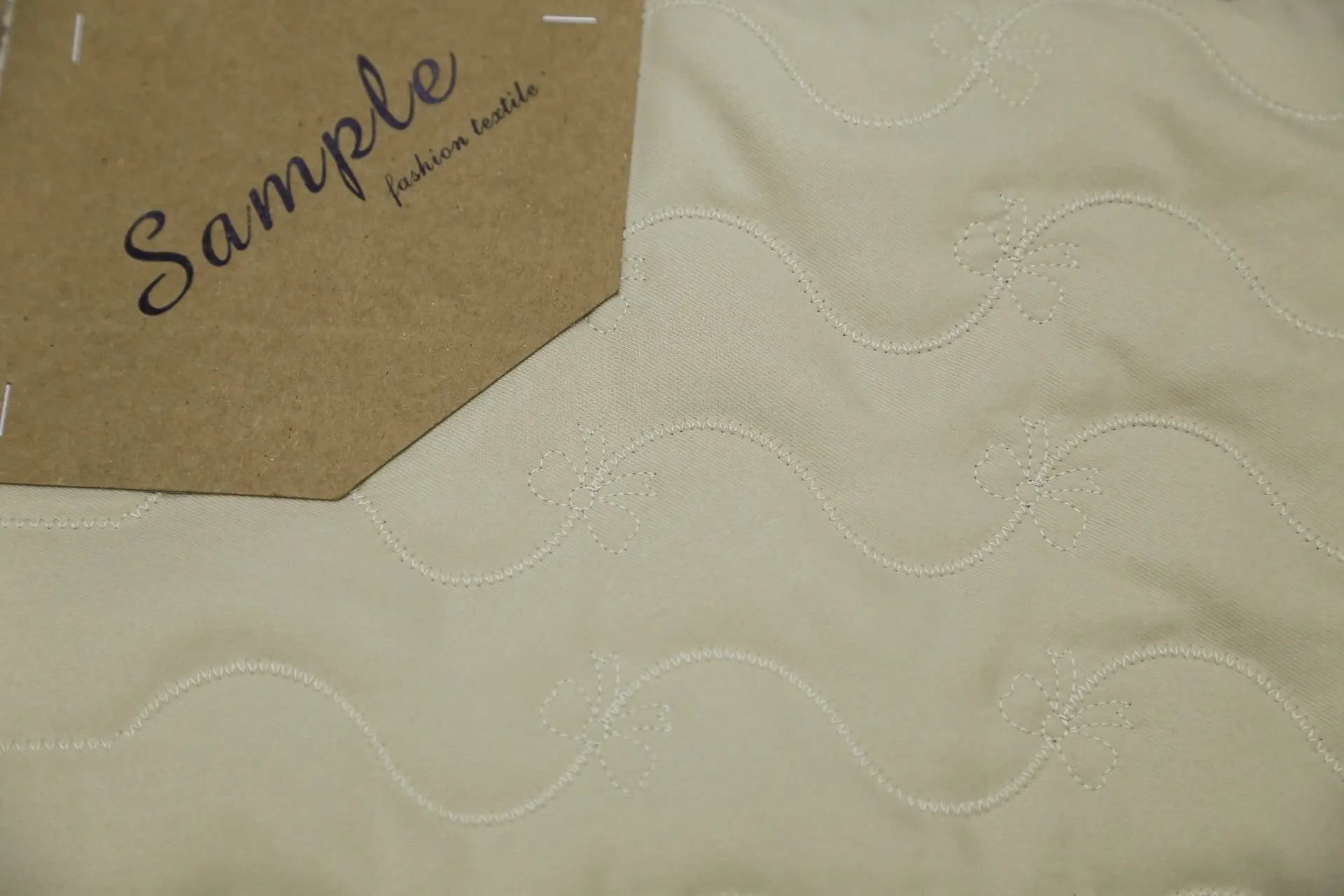 Off-White Quilted Cotton Fabric - 3D Floral Wave Embroidery Textile for Luxury Loungewear & Boho Home Decor - 145cm OEKO-TEX Joomme Fabric