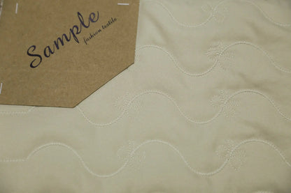 Off-White Quilted Cotton Fabric - 3D Floral Wave Embroidery Textile for Luxury Loungewear & Boho Home Decor - 145cm OEKO-TEX Joomme Fabric
