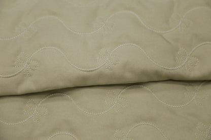 Off-White Quilted Cotton Fabric - 3D Floral Wave Embroidery Textile for Luxury Loungewear & Boho Home Decor - 145cm OEKO-TEX Joomme Fabric