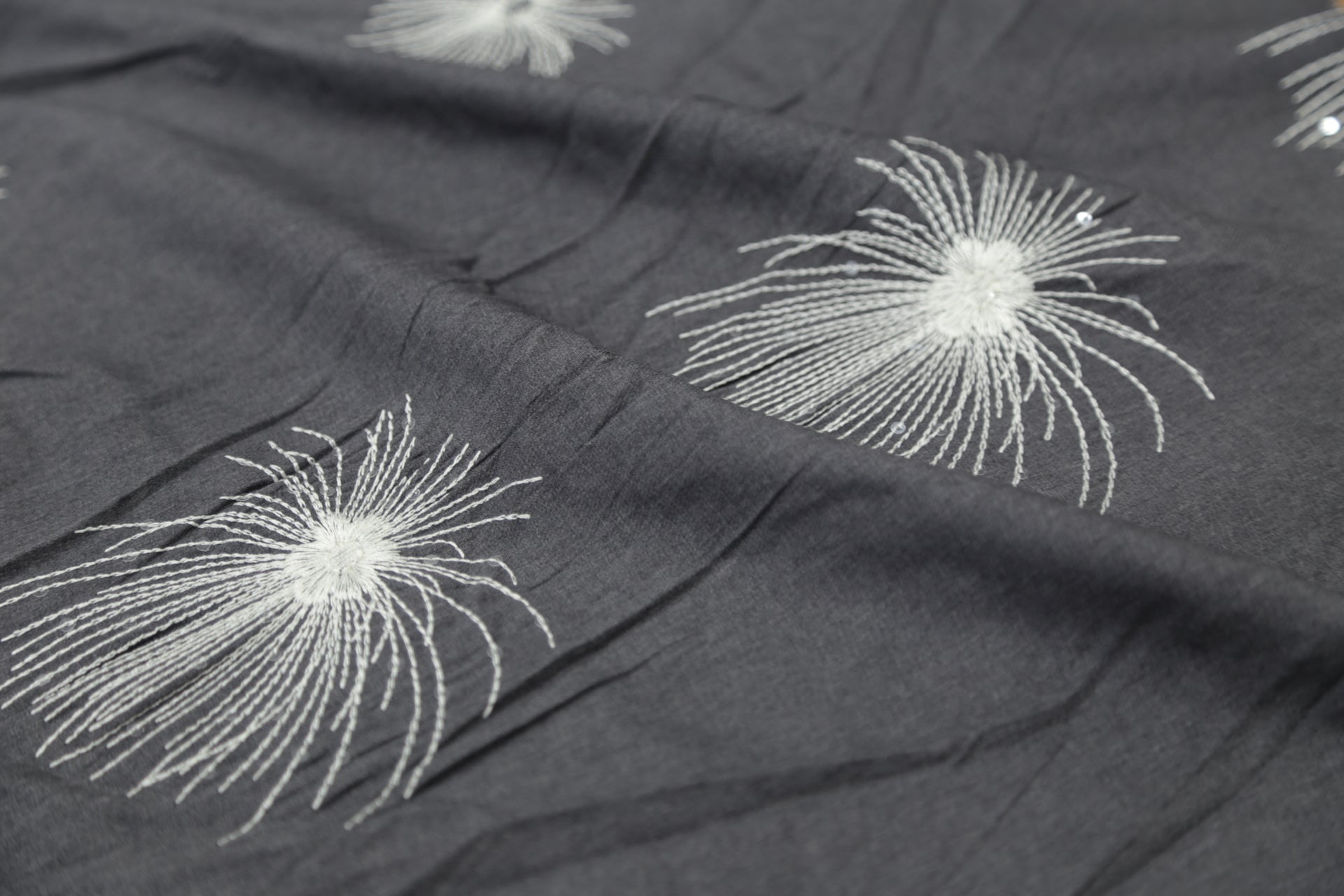 Dandelion Puff Embroidery Fabric - 100% Polyester Textile in Muted Rose | Lightweight Drapery for Dresses Joomme Fabric Shop
