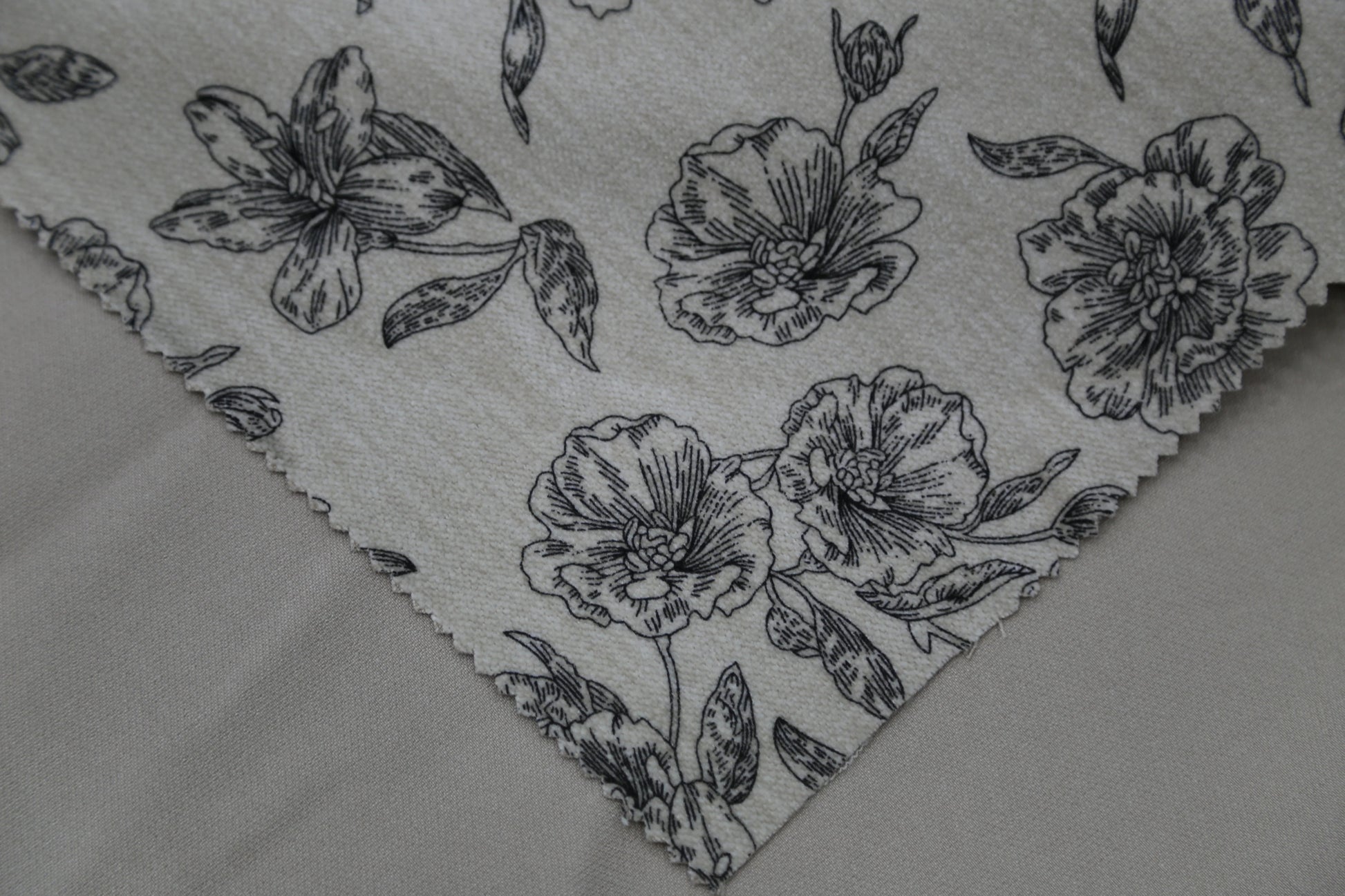 Chic Floral Chenille Fabric-White/Brown/Black Joomme Fabric Shop